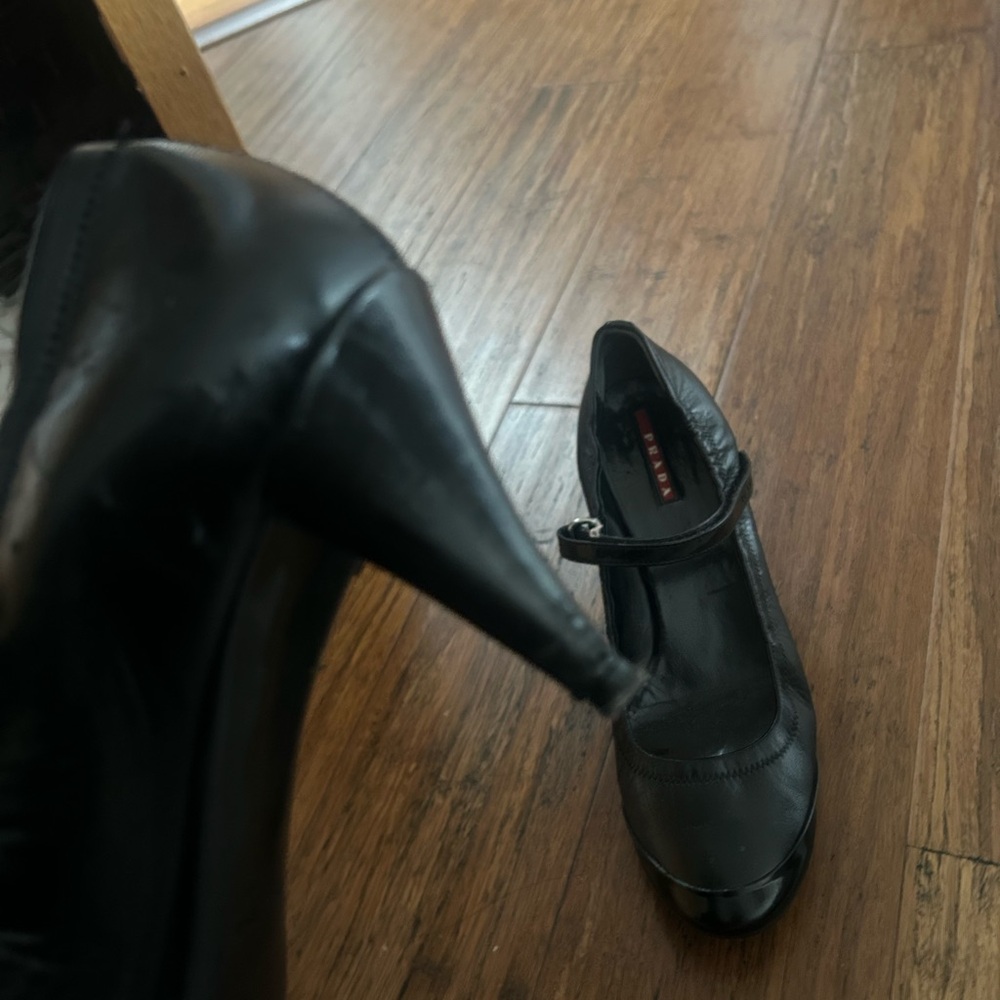 Prada Black Leather Mary Jane Heels - Picture 10 of 14